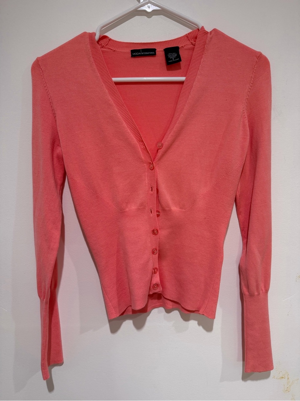 Mossimo Supply Co. Coral Button-Front V-Neck Cardigan